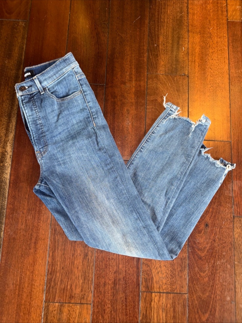 Womens Express Denim Jeans Slim Ankle Super High Rise Stretch Size 4R